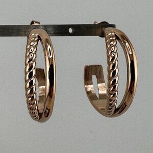 Dangle Half Twisted  Rose Gold Pierced Earrings